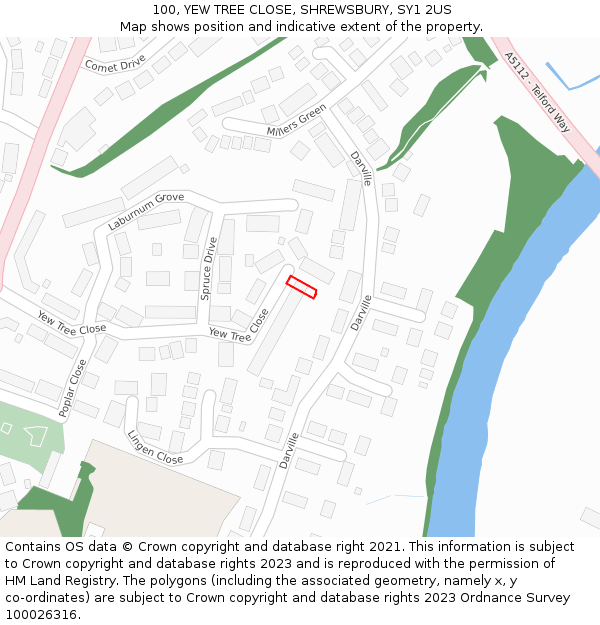 100, YEW TREE CLOSE, SHREWSBURY, SY1 2US: Location map and indicative extent of plot