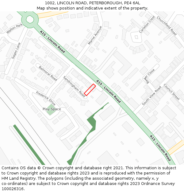 1002, LINCOLN ROAD, PETERBOROUGH, PE4 6AL: Location map and indicative extent of plot