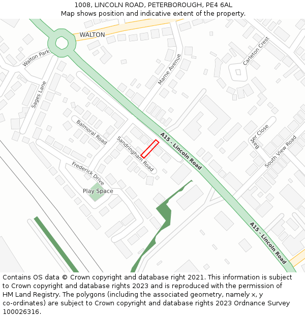 1008, LINCOLN ROAD, PETERBOROUGH, PE4 6AL: Location map and indicative extent of plot