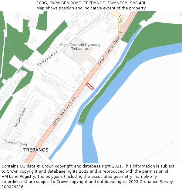 100G, SWANSEA ROAD, TREBANOS, SWANSEA, SA8 4BL: Location map and indicative extent of plot