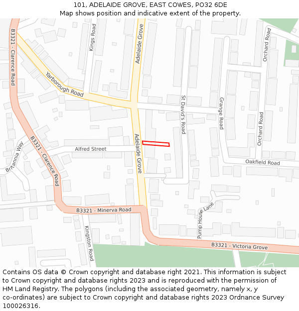 101, ADELAIDE GROVE, EAST COWES, PO32 6DE: Location map and indicative extent of plot