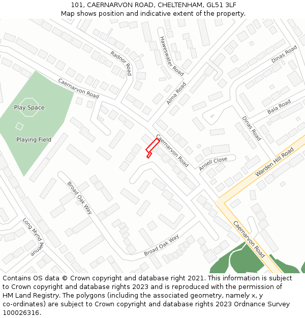 101, CAERNARVON ROAD, CHELTENHAM, GL51 3LF: Location map and indicative extent of plot