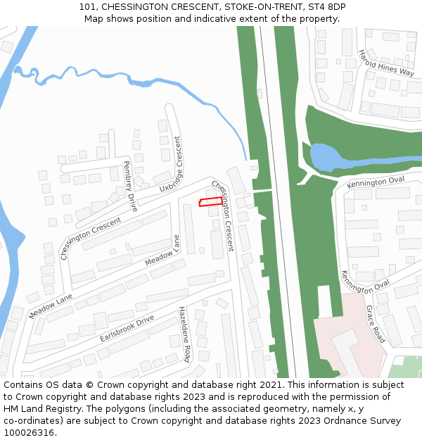 101, CHESSINGTON CRESCENT, STOKE-ON-TRENT, ST4 8DP: Location map and indicative extent of plot
