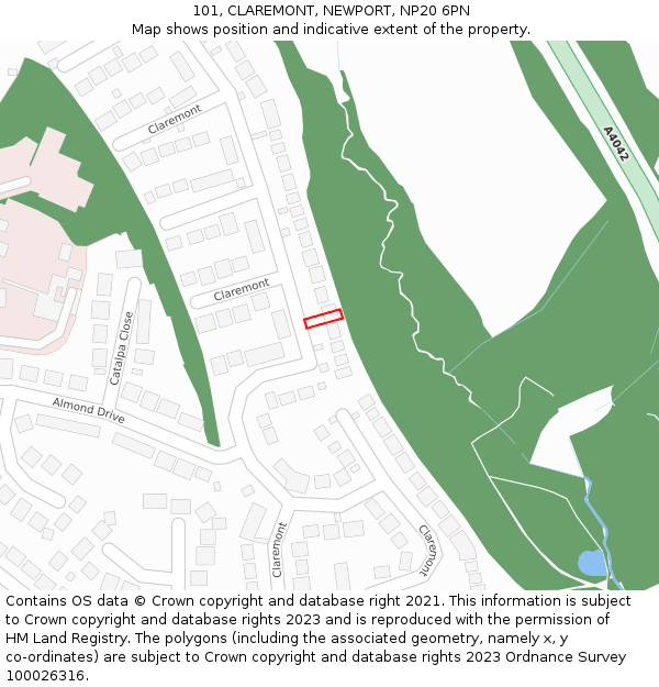 101, CLAREMONT, NEWPORT, NP20 6PN: Location map and indicative extent of plot