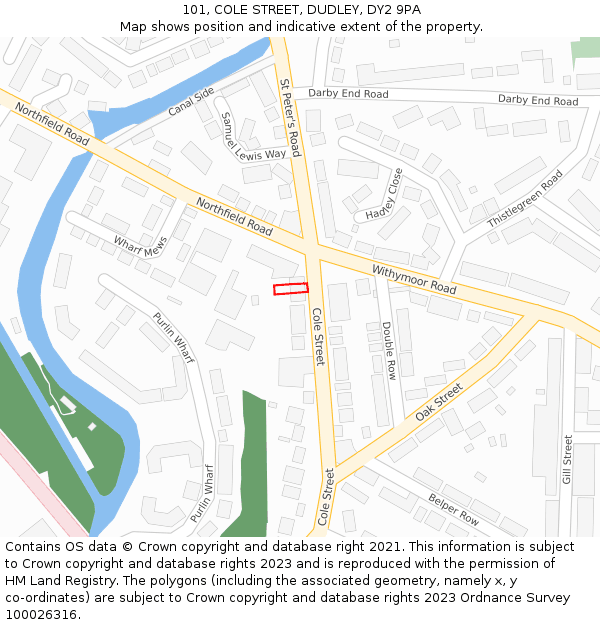 101, COLE STREET, DUDLEY, DY2 9PA: Location map and indicative extent of plot