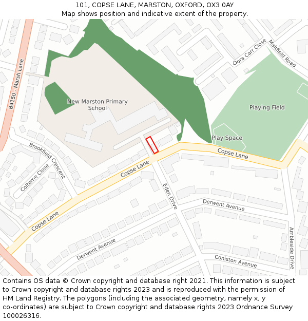 101, COPSE LANE, MARSTON, OXFORD, OX3 0AY: Location map and indicative extent of plot