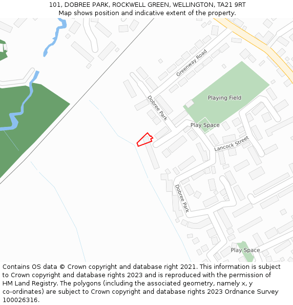 101, DOBREE PARK, ROCKWELL GREEN, WELLINGTON, TA21 9RT: Location map and indicative extent of plot