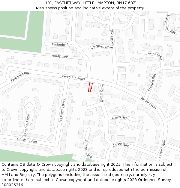 101, FASTNET WAY, LITTLEHAMPTON, BN17 6RZ: Location map and indicative extent of plot