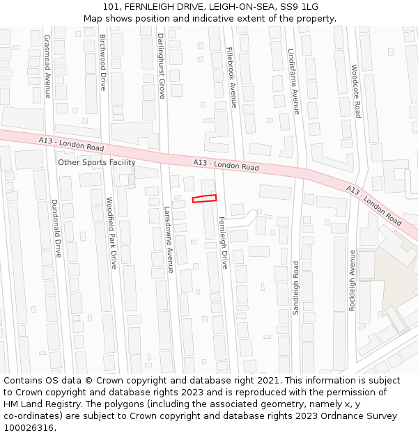 101, FERNLEIGH DRIVE, LEIGH-ON-SEA, SS9 1LG: Location map and indicative extent of plot