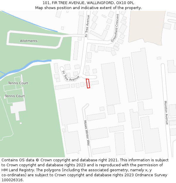 101, FIR TREE AVENUE, WALLINGFORD, OX10 0PL: Location map and indicative extent of plot