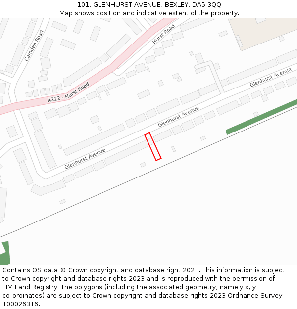 101, GLENHURST AVENUE, BEXLEY, DA5 3QQ: Location map and indicative extent of plot