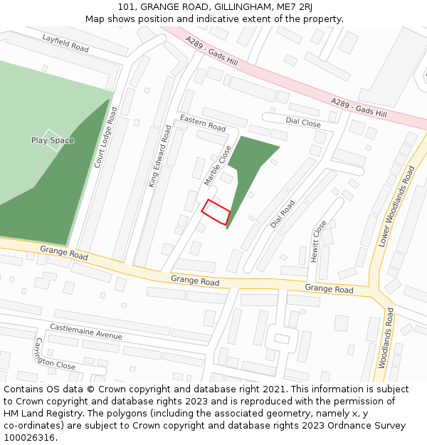 101, GRANGE ROAD, GILLINGHAM, ME7 2RJ: Location map and indicative extent of plot