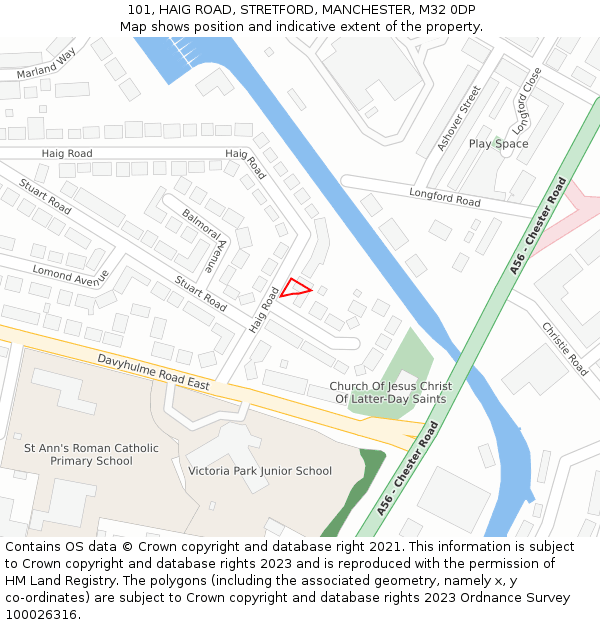 101, HAIG ROAD, STRETFORD, MANCHESTER, M32 0DP: Location map and indicative extent of plot