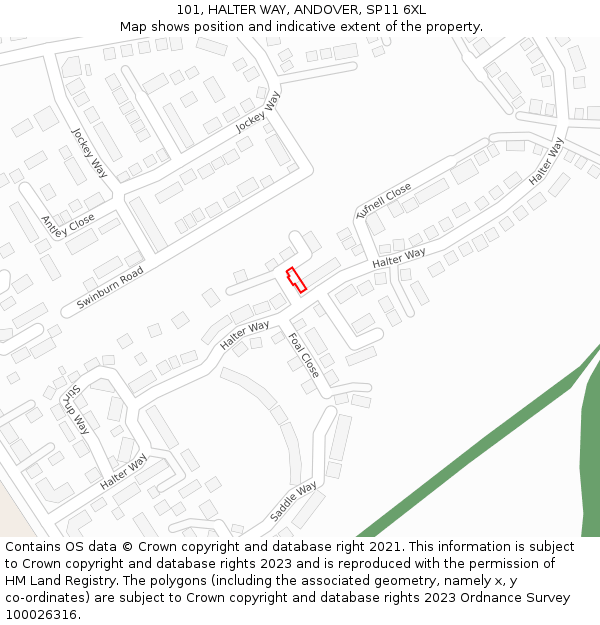 101, HALTER WAY, ANDOVER, SP11 6XL: Location map and indicative extent of plot