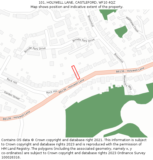 101, HOLYWELL LANE, CASTLEFORD, WF10 4QZ: Location map and indicative extent of plot