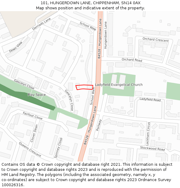 101, HUNGERDOWN LANE, CHIPPENHAM, SN14 0AX: Location map and indicative extent of plot