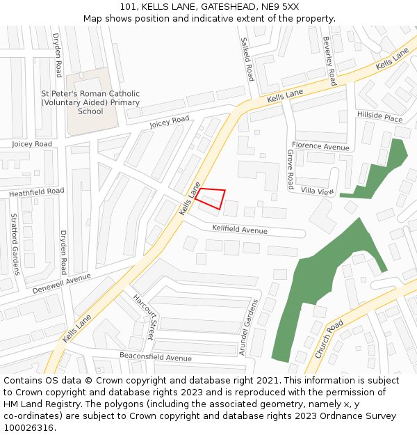 101, KELLS LANE, GATESHEAD, NE9 5XX: Location map and indicative extent of plot