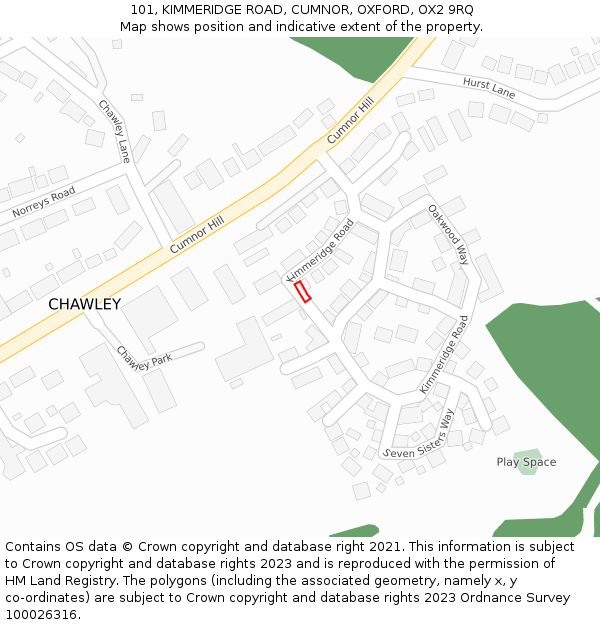 101, KIMMERIDGE ROAD, CUMNOR, OXFORD, OX2 9RQ: Location map and indicative extent of plot