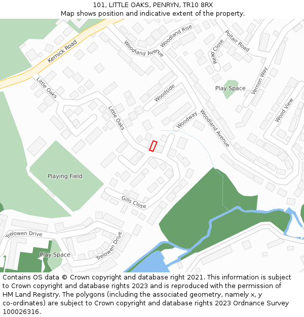 101, LITTLE OAKS, PENRYN, TR10 8RX: Location map and indicative extent of plot