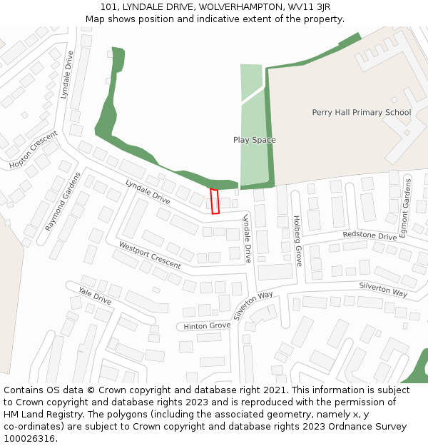 101, LYNDALE DRIVE, WOLVERHAMPTON, WV11 3JR: Location map and indicative extent of plot