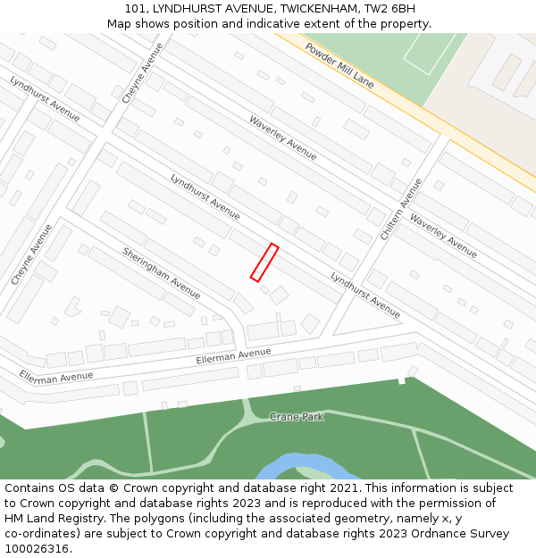 101, LYNDHURST AVENUE, TWICKENHAM, TW2 6BH: Location map and indicative extent of plot