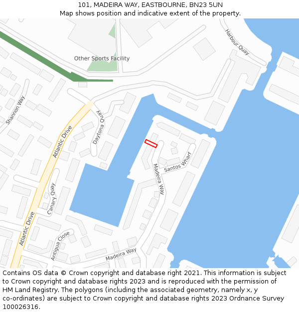 101, MADEIRA WAY, EASTBOURNE, BN23 5UN: Location map and indicative extent of plot