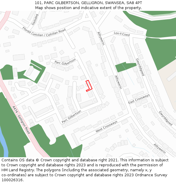 101, PARC GILBERTSON, GELLIGRON, SWANSEA, SA8 4PT: Location map and indicative extent of plot