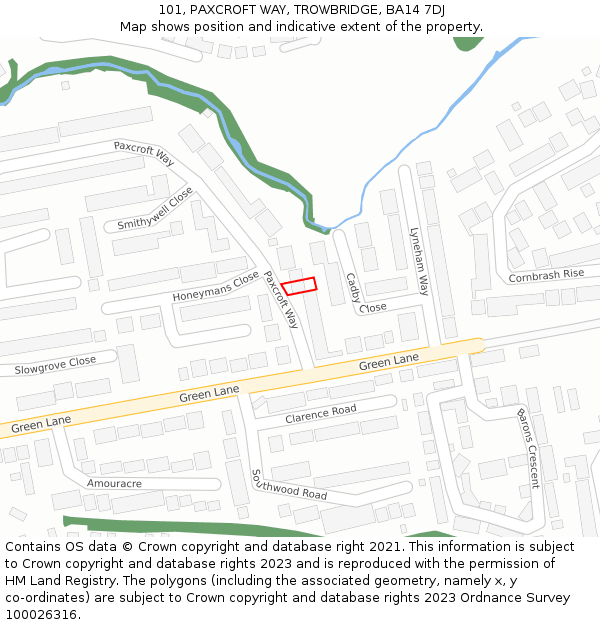 101, PAXCROFT WAY, TROWBRIDGE, BA14 7DJ: Location map and indicative extent of plot