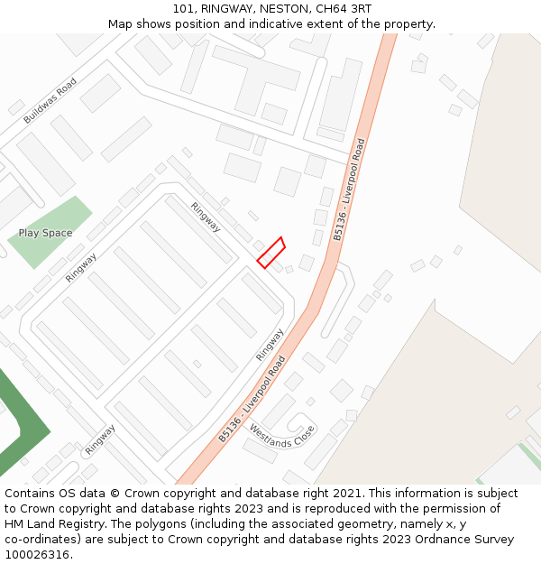 101, RINGWAY, NESTON, CH64 3RT: Location map and indicative extent of plot