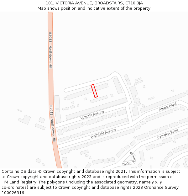 101, VICTORIA AVENUE, BROADSTAIRS, CT10 3JA: Location map and indicative extent of plot