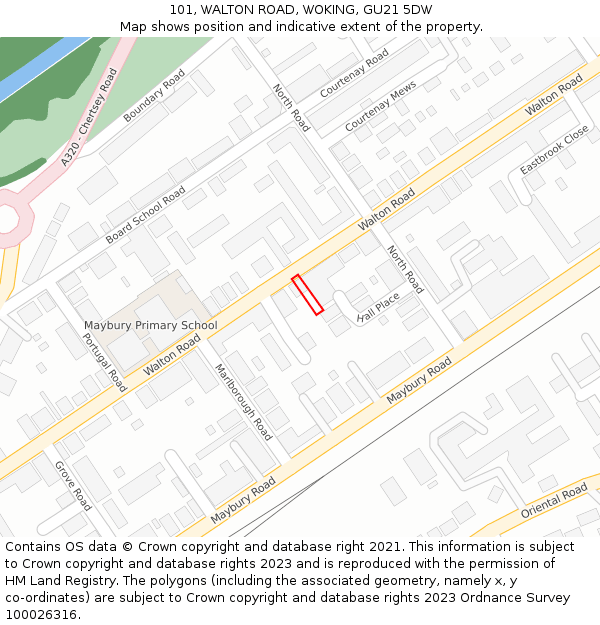 101, WALTON ROAD, WOKING, GU21 5DW: Location map and indicative extent of plot