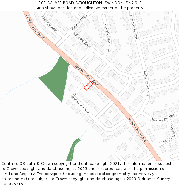 101, WHARF ROAD, WROUGHTON, SWINDON, SN4 9LF: Location map and indicative extent of plot