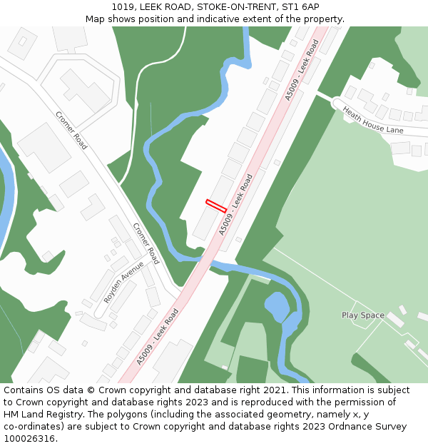 1019, LEEK ROAD, STOKE-ON-TRENT, ST1 6AP: Location map and indicative extent of plot