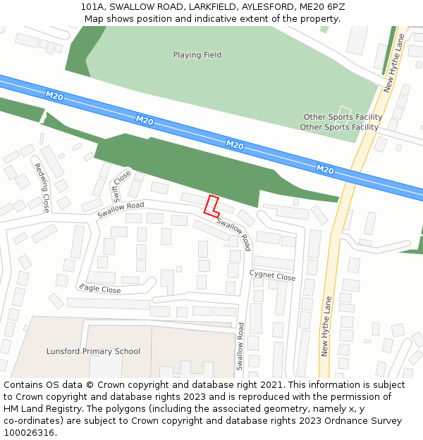 101A, SWALLOW ROAD, LARKFIELD, AYLESFORD, ME20 6PZ: Location map and indicative extent of plot