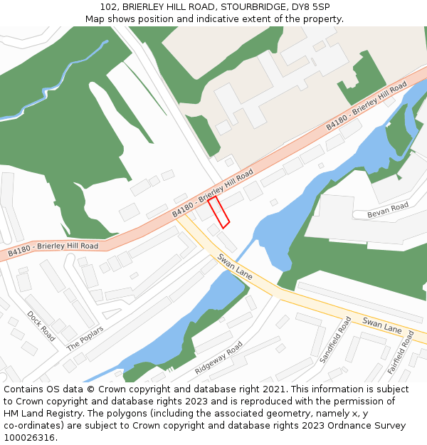 102, BRIERLEY HILL ROAD, STOURBRIDGE, DY8 5SP: Location map and indicative extent of plot