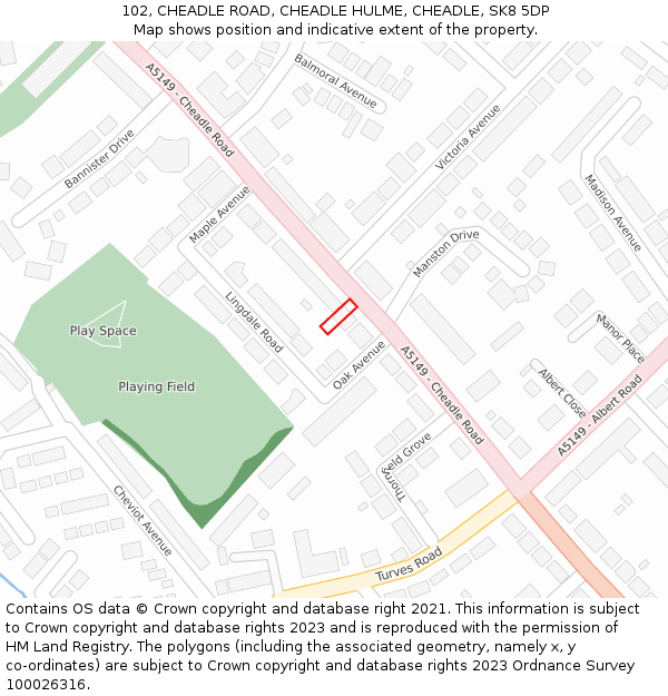 102, CHEADLE ROAD, CHEADLE HULME, CHEADLE, SK8 5DP: Location map and indicative extent of plot