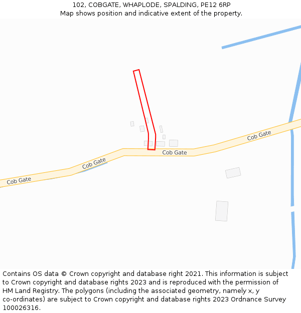 102, COBGATE, WHAPLODE, SPALDING, PE12 6RP: Location map and indicative extent of plot