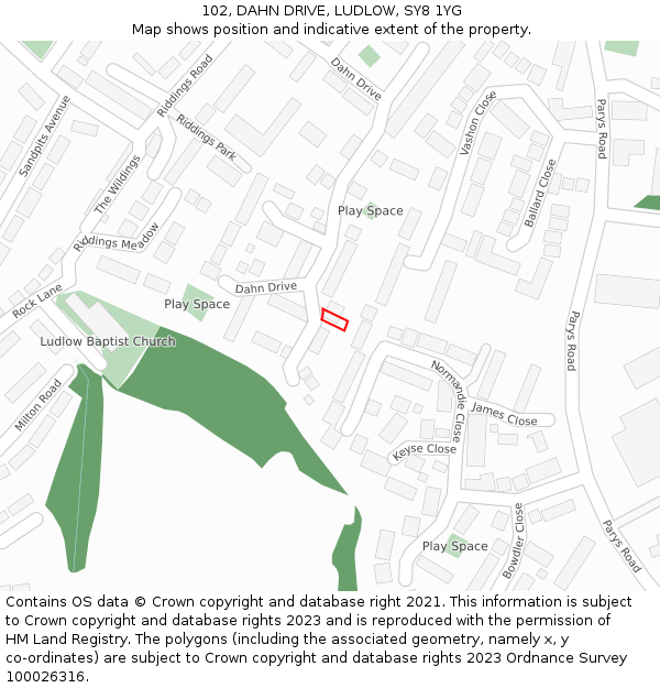 102, DAHN DRIVE, LUDLOW, SY8 1YG: Location map and indicative extent of plot