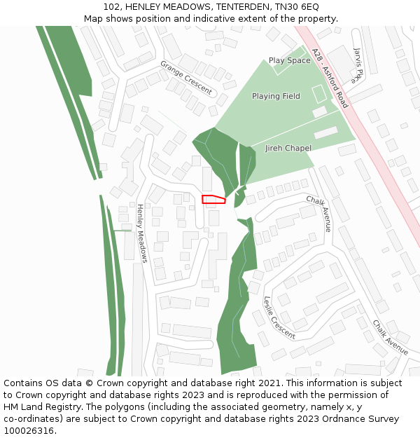 102, HENLEY MEADOWS, TENTERDEN, TN30 6EQ: Location map and indicative extent of plot