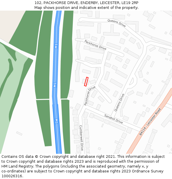 102, PACKHORSE DRIVE, ENDERBY, LEICESTER, LE19 2RP: Location map and indicative extent of plot