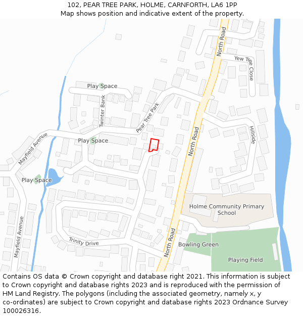 102, PEAR TREE PARK, HOLME, CARNFORTH, LA6 1PP: Location map and indicative extent of plot