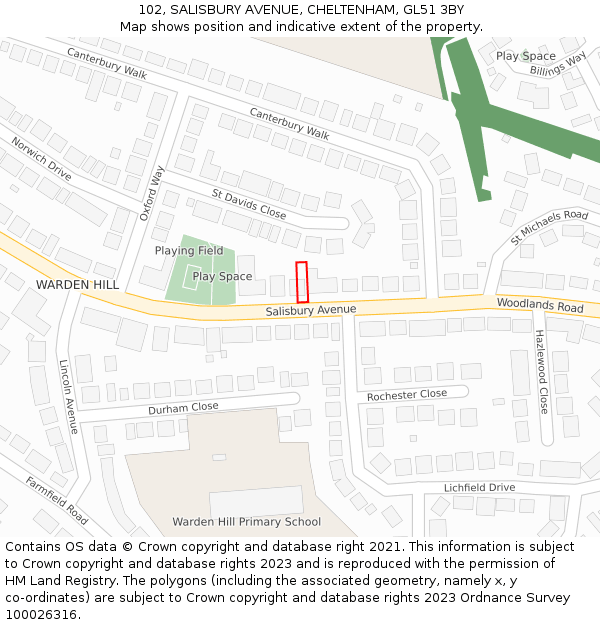 102, SALISBURY AVENUE, CHELTENHAM, GL51 3BY: Location map and indicative extent of plot