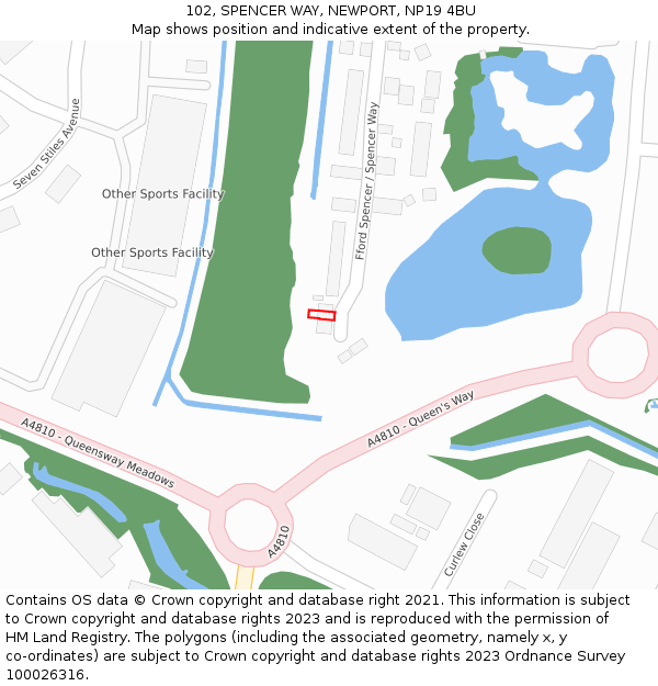 102, SPENCER WAY, NEWPORT, NP19 4BU: Location map and indicative extent of plot