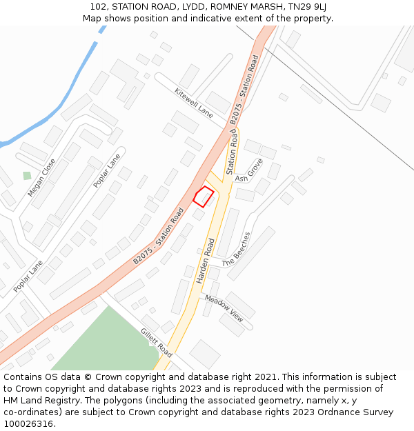 102, STATION ROAD, LYDD, ROMNEY MARSH, TN29 9LJ: Location map and indicative extent of plot