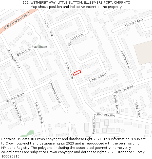 102, WETHERBY WAY, LITTLE SUTTON, ELLESMERE PORT, CH66 4TQ: Location map and indicative extent of plot
