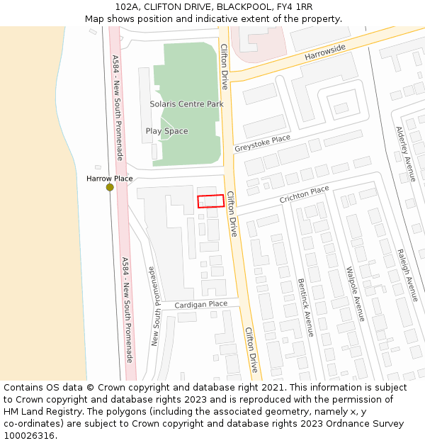 102A, CLIFTON DRIVE, BLACKPOOL, FY4 1RR: Location map and indicative extent of plot