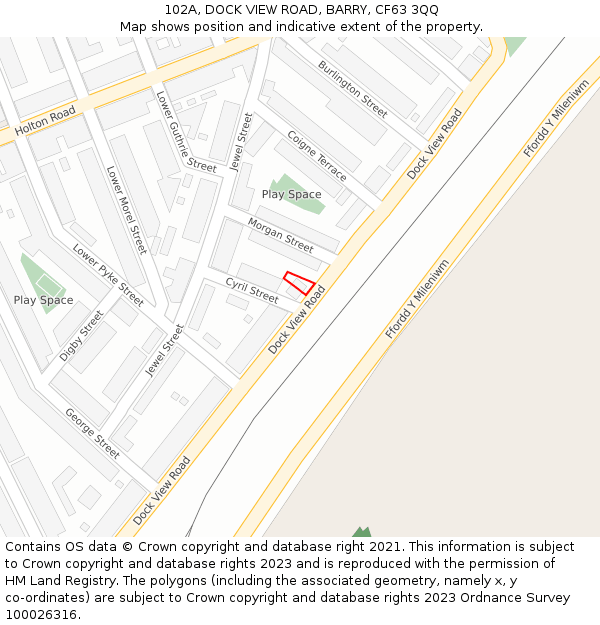 102A, DOCK VIEW ROAD, BARRY, CF63 3QQ: Location map and indicative extent of plot