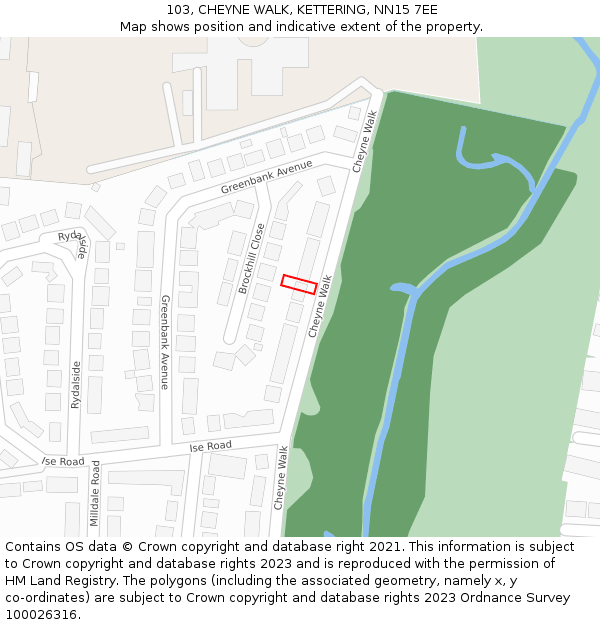 103, CHEYNE WALK, KETTERING, NN15 7EE: Location map and indicative extent of plot