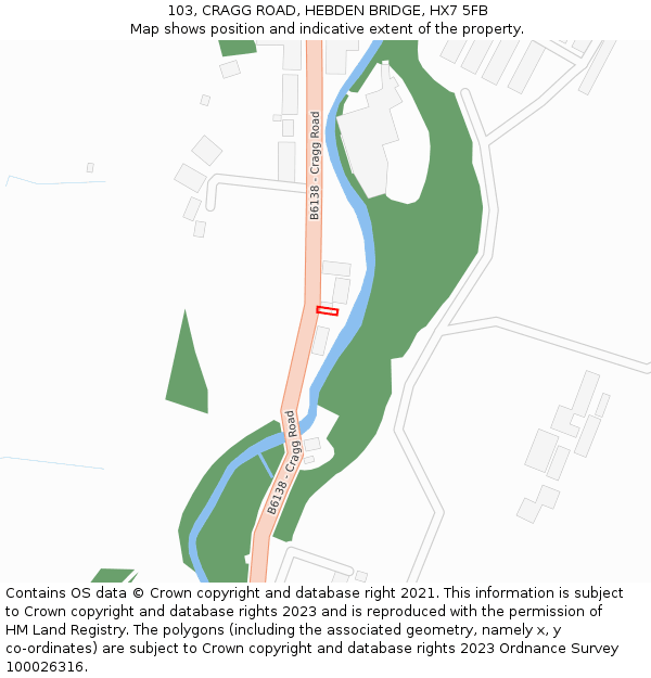 103, CRAGG ROAD, HEBDEN BRIDGE, HX7 5FB: Location map and indicative extent of plot