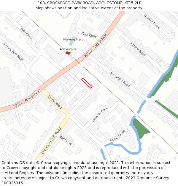 103, CROCKFORD PARK ROAD, ADDLESTONE, KT15 2LP: Location map and indicative extent of plot